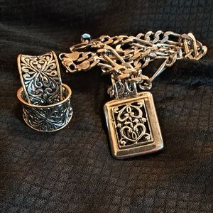 NEW PHOTOS!!  Heavy Sterling Silver       Necklace & Earrings